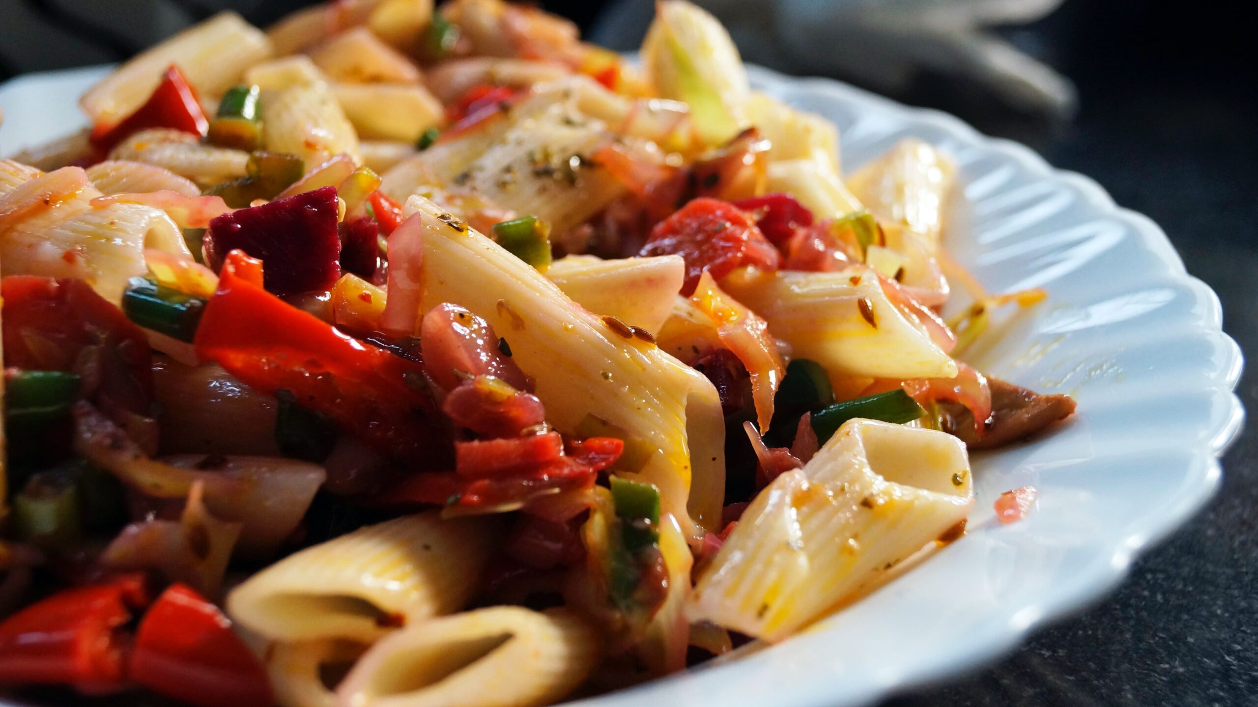 Plant-based pasta in a bowl - the best lunch in Colchester by Bon Appetit!